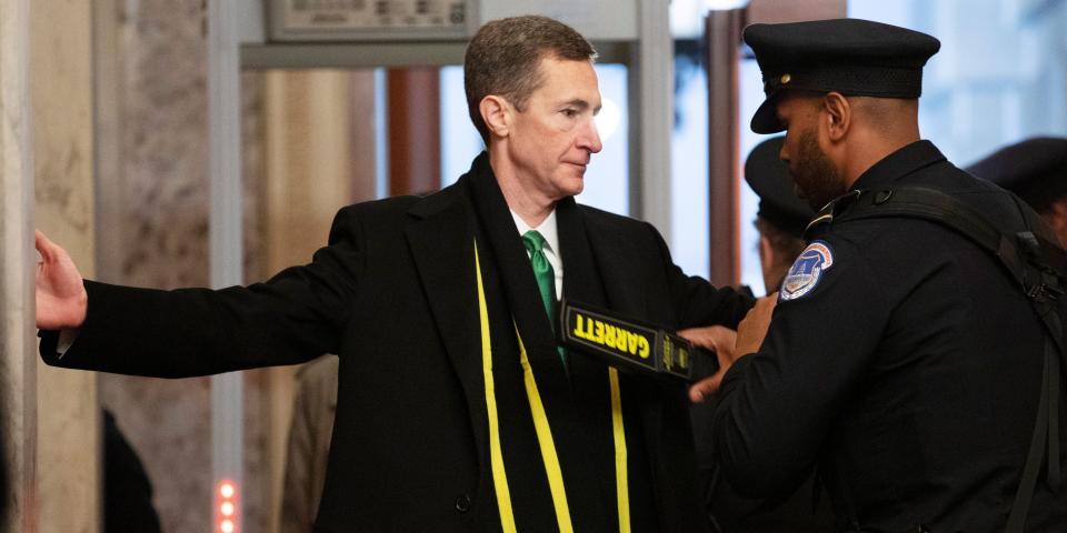 Patrick Philbin scanned by security on Capitol Hill.