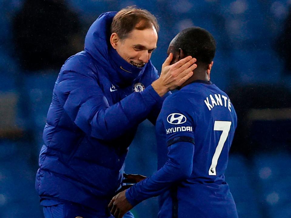 Thomas Tuchel embraces N’Golo Kante (Getty)