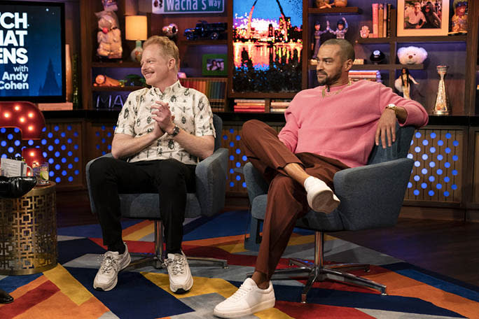 (L-R) Jesse Tyler Ferguson and Jesse Williams on “Watch What Happens Live with Andy Cohen” on May 9, 2022. - Credit: Ralph Bavaro/Bravo