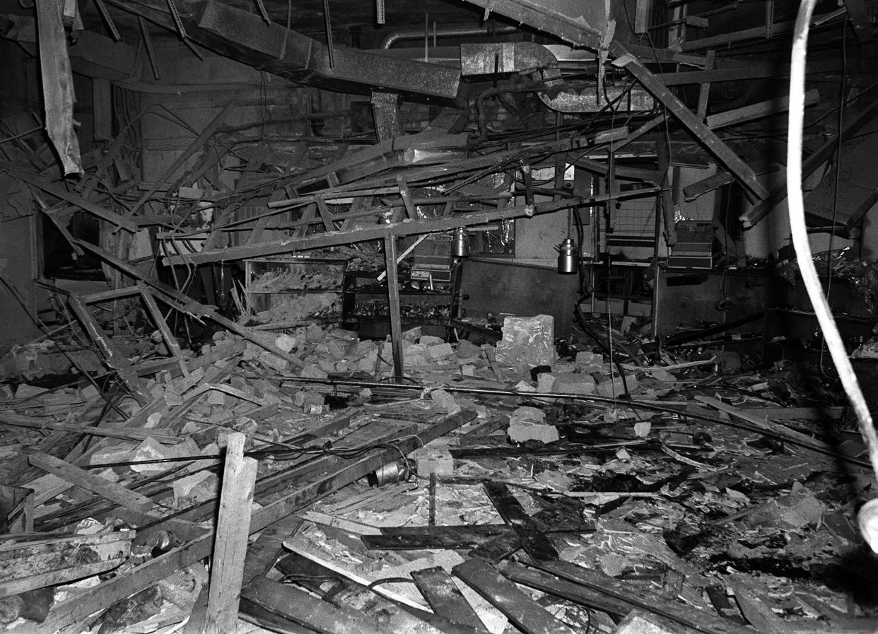 File photo dated 22/11/74 of a mass of rubble, the remnants of the Mulberry Bush pub in Birmingham, one of the two pubs in Birmingham where bombs exploded. The inquest into the Birmingham pub bombings opens at Birmingham Civil Justice Centre today. (PA Archive)