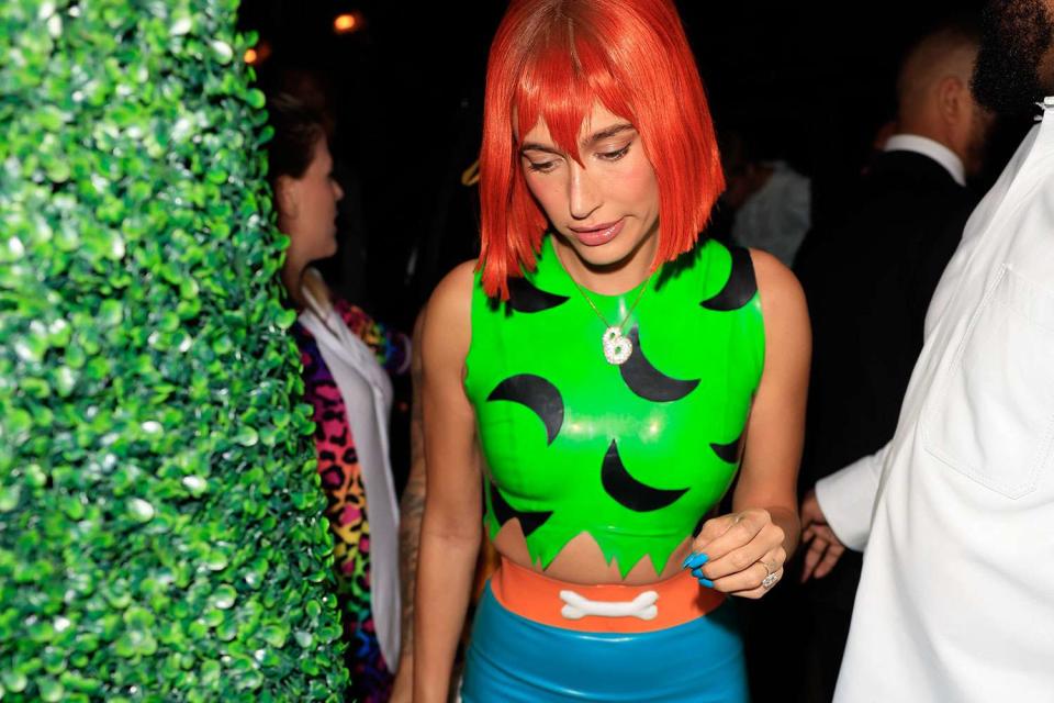 <p>Rachpoot/Bauer-Griffin/GC Images</p> Hailey Bieber, Halloween 2023