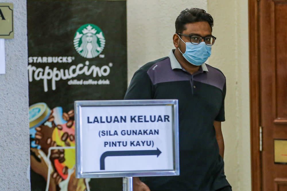 Jepak Holdings Sdn Bhd business partner Rayyan Radzwill Abdullah is pictured at the Kuala Lumpur High Court July 14, 2020. — Picture by Hari Anggara