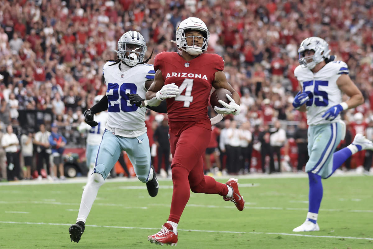 Arizona Cardinals wide receiver Rondale Moore shows 4.3 speed on quick  29-yard catch and run