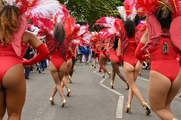 The Passistas of the Paraiso School of Samba perform in the Notting Hill Carnival parade. (Photo: Clara Watt for HuffPost)