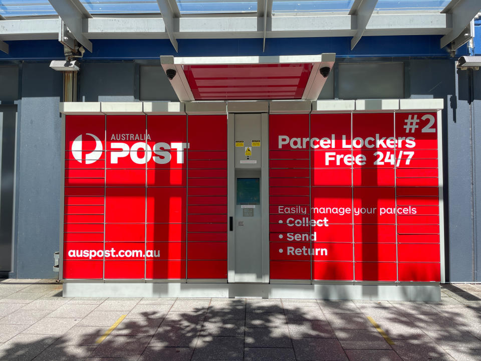 Australia Post parcel locker, a drop off or collection point for parcel.