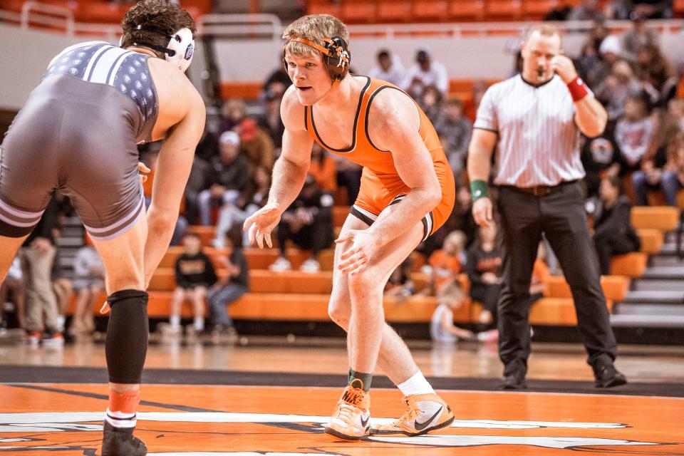 Oklahoma State wrestler Dustin Plott is 8-0 this season and ranked No. 8 at 174 pounds.