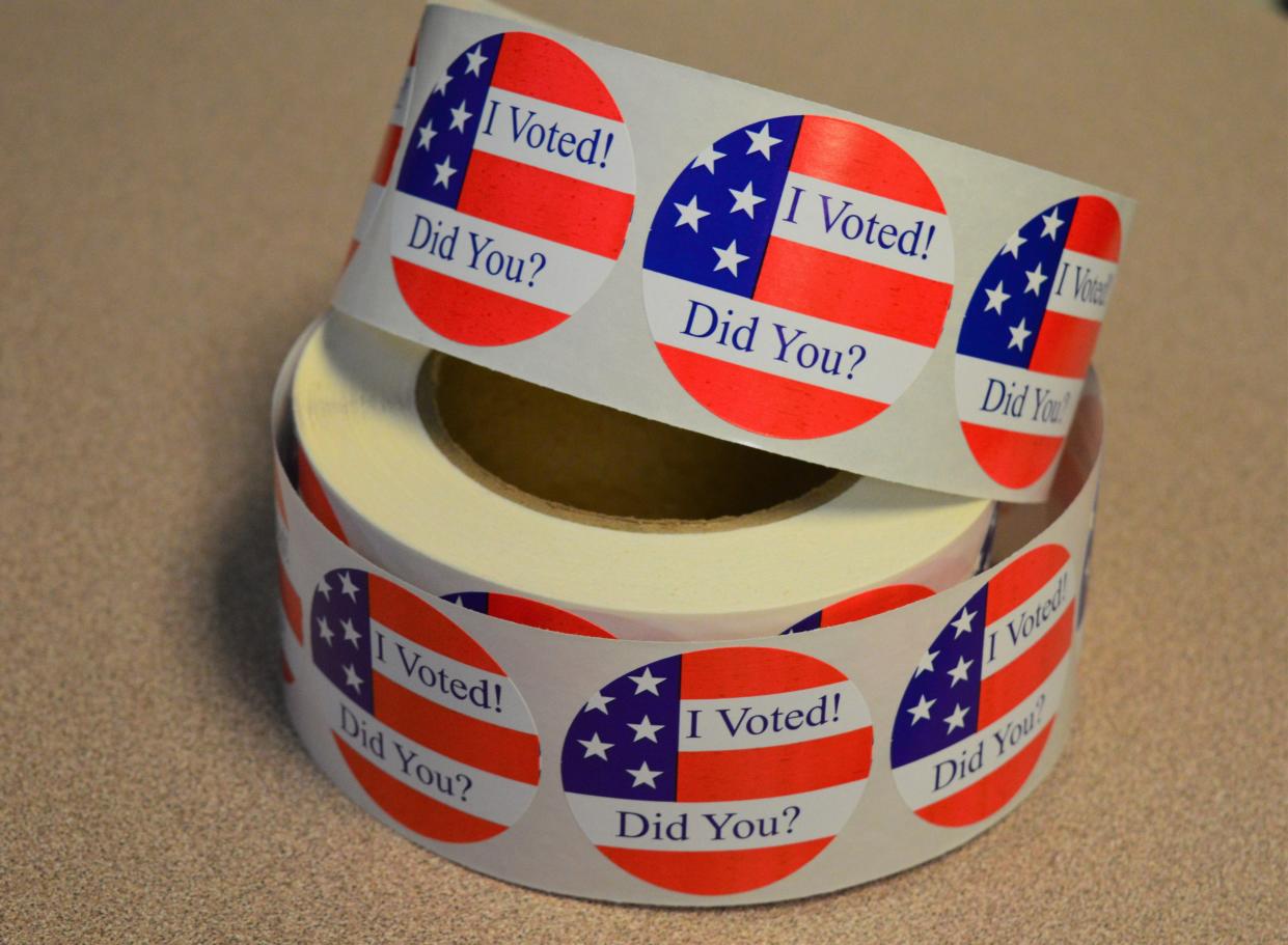 A roll of I Voted! stickers.