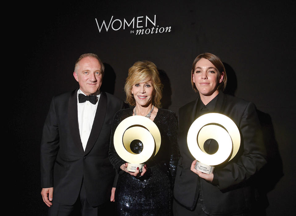 At the Cannes 2015 Women in Motion awards with fellow recipient Jane Fonda