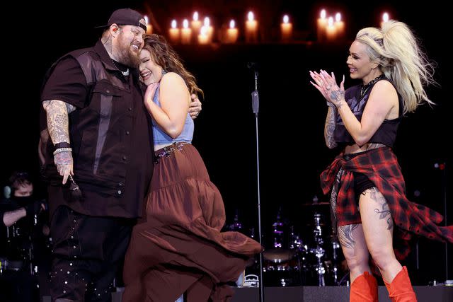 <p>Amy Sussman/Getty </p> Jelly Roll, Bailee Ann and Bunnie XO at the 2024 Stagecoach Festival on April 26, 2024