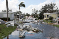 <p>Property damage is seen at a mobile home park after passing of Hurricane Irma in Naples, Fla., Sept. 11, 2017. (Photo: Stephen Yang/Reuters) </p>