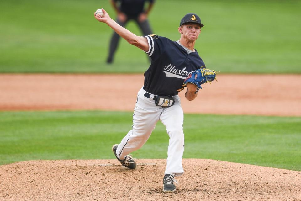 Algonac's Josh Kasner throws a pitch during a game last season.