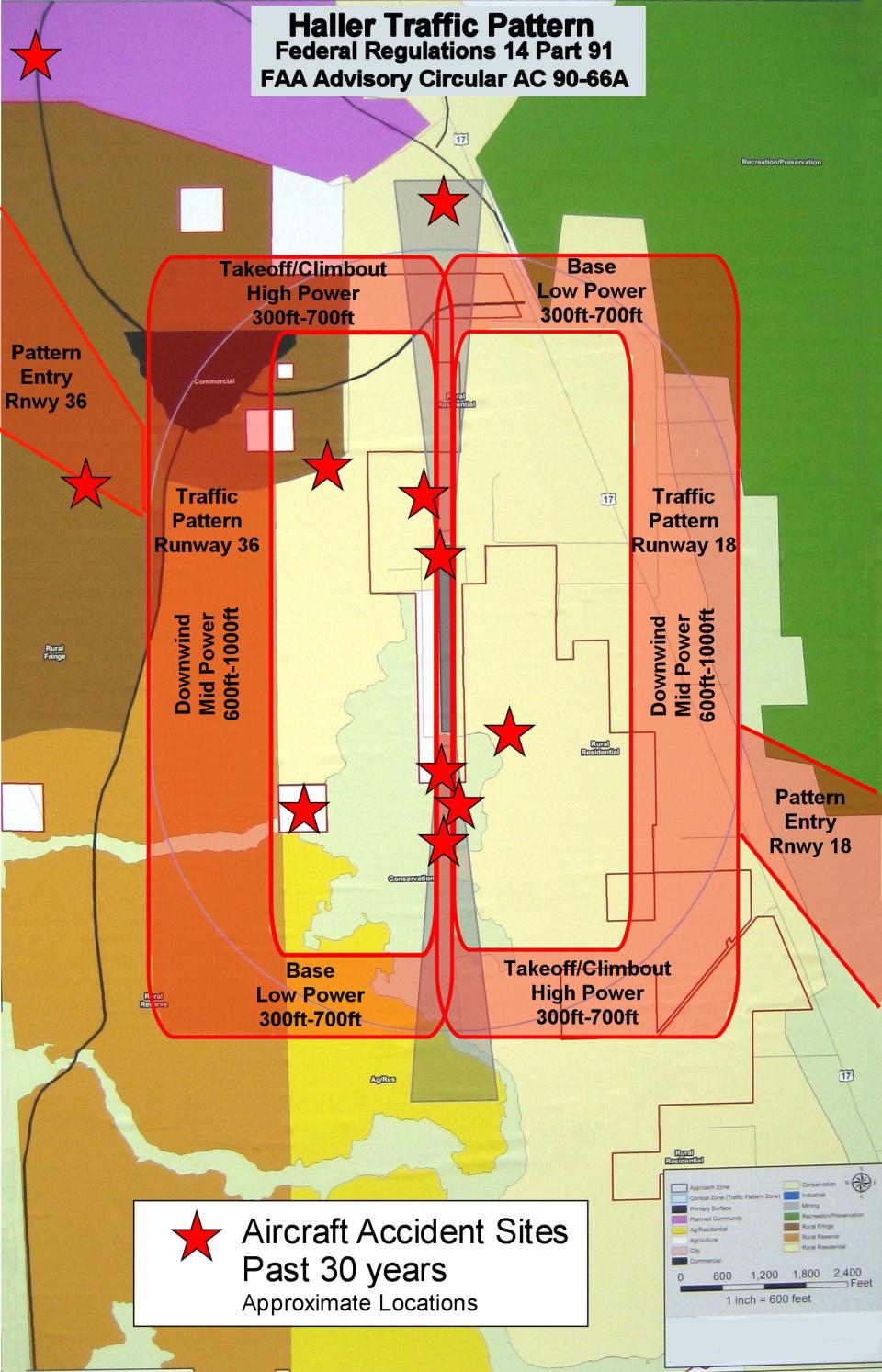 Haller Airport accident sites over the past 30 years