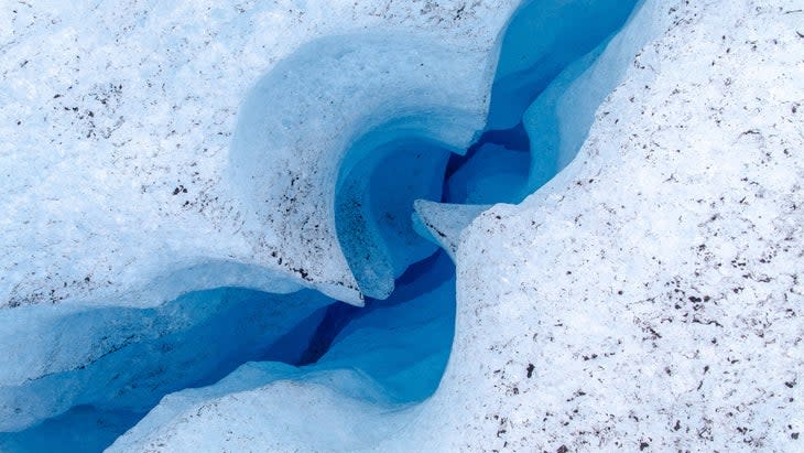 Crevasses can often appear fairly harmless from the surface, but may actually go down hundreds or thousands of feet.