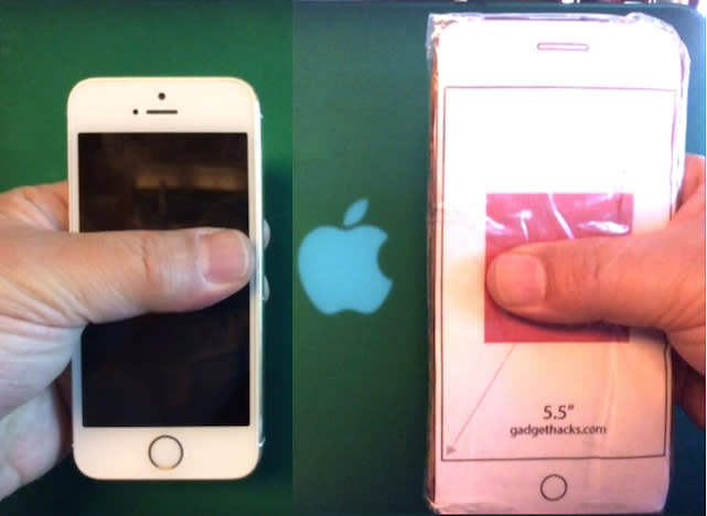 Thumb reach on an iPhone 5s and iPhone 6 Plus