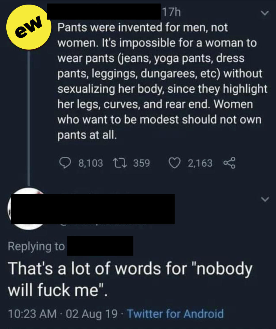 "That's a lot of words for "nobody will fuck me."