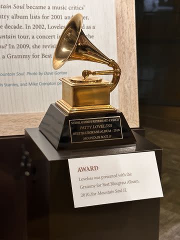 <p>Courtesy Nancy Kruh</p> Patty Loveless' Grammy award for best bluegrass album