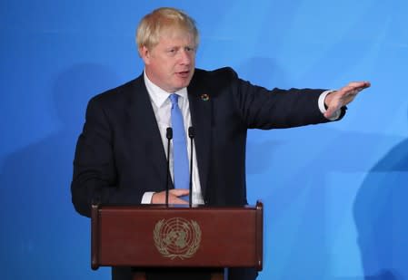 British Prime Minister Boris Johnson speaks during the 2019 United Nations Climate Action Summit at U.N. headquarters in New York City, New York, U.S.