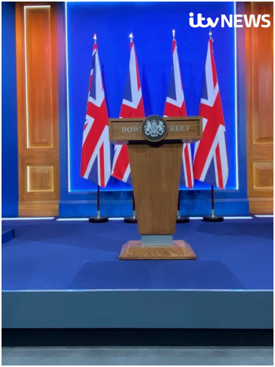 Undated handout photo issued by ITV News of Downing Street's new White-House style media briefing room, following criticism that more than ??2.6 million had been spent on the renovations. Issue date: Monday March 15, 2021.