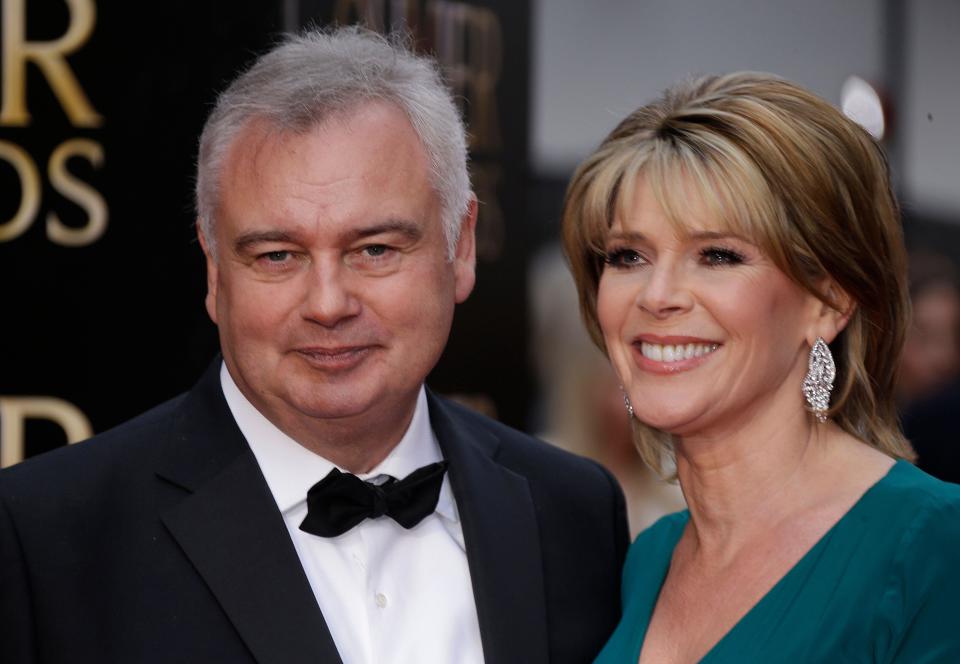 Eamonn Holmes and Ruth Langsford pose for photographers upon arrival at the Olivier Awards at the Royal Opera House in central London, Sunday, April 12, 2015. The Laurence Olivier Awards are presented annually by the Society of London Theatre to recognise excellence in professional theatre and were renamed in honour of the British actor, in 1984. (Photo by Joel Ryan/Invision/AP)