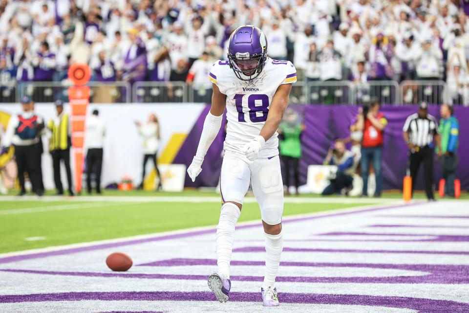 This season's No. 1 fantasy wide receiver, Justin Jefferson of the Vikings, leads the league with 123 catches and 1,756 yards.