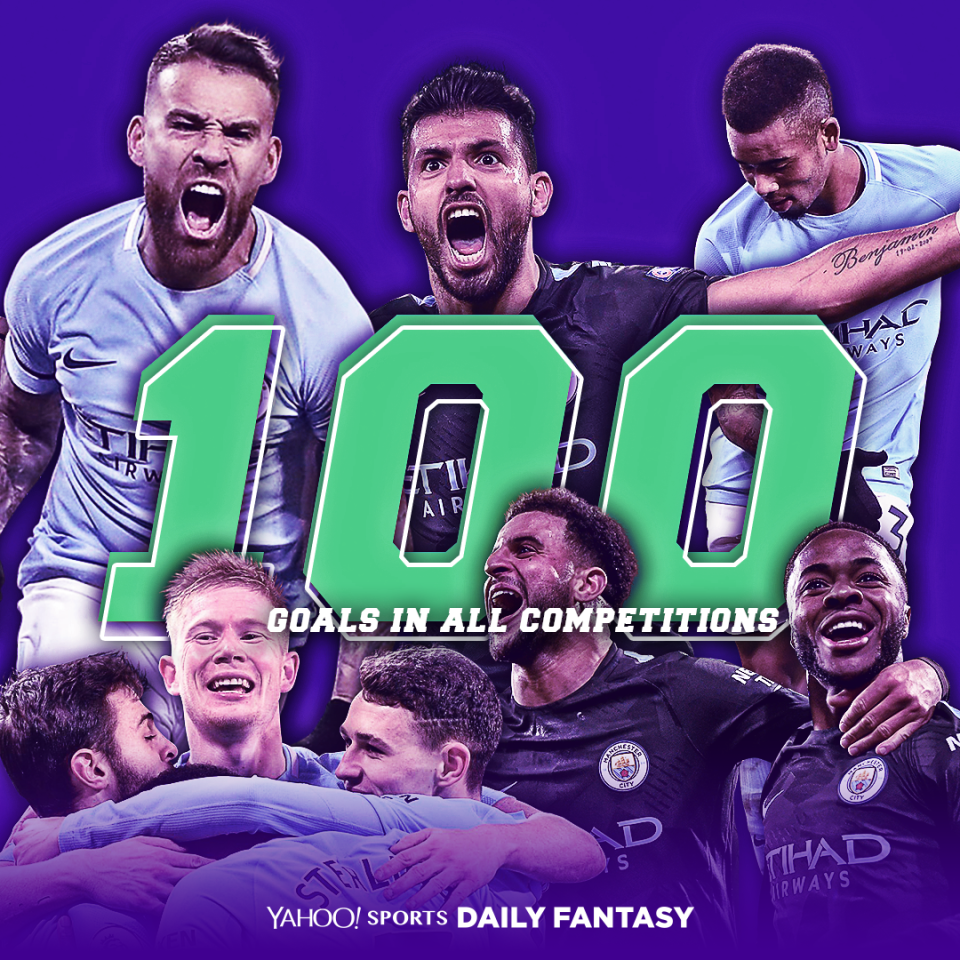 Manchester City were the first team to score 100 goals this season