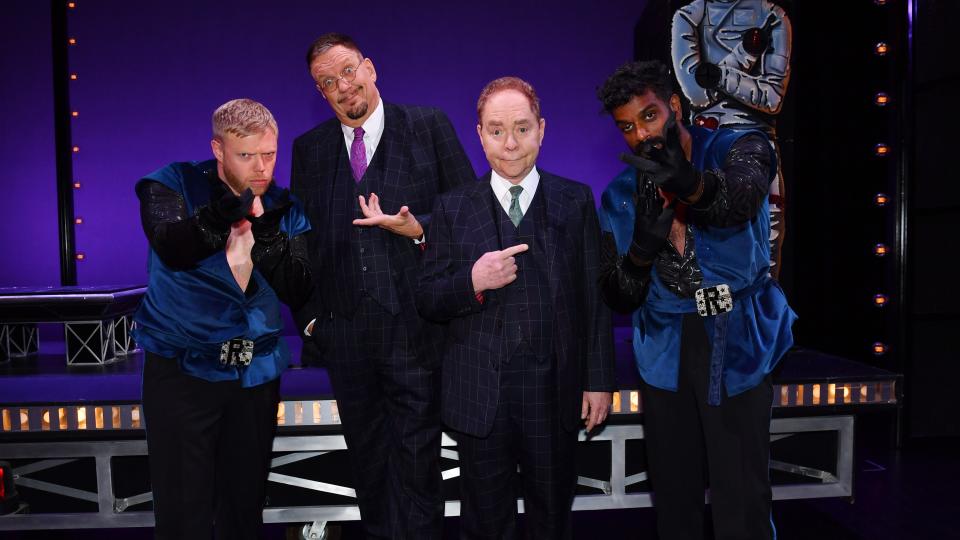 Rob Beckett and Romesh Ranganathan with Penn & Teller for Rob & Romesh vs Magic