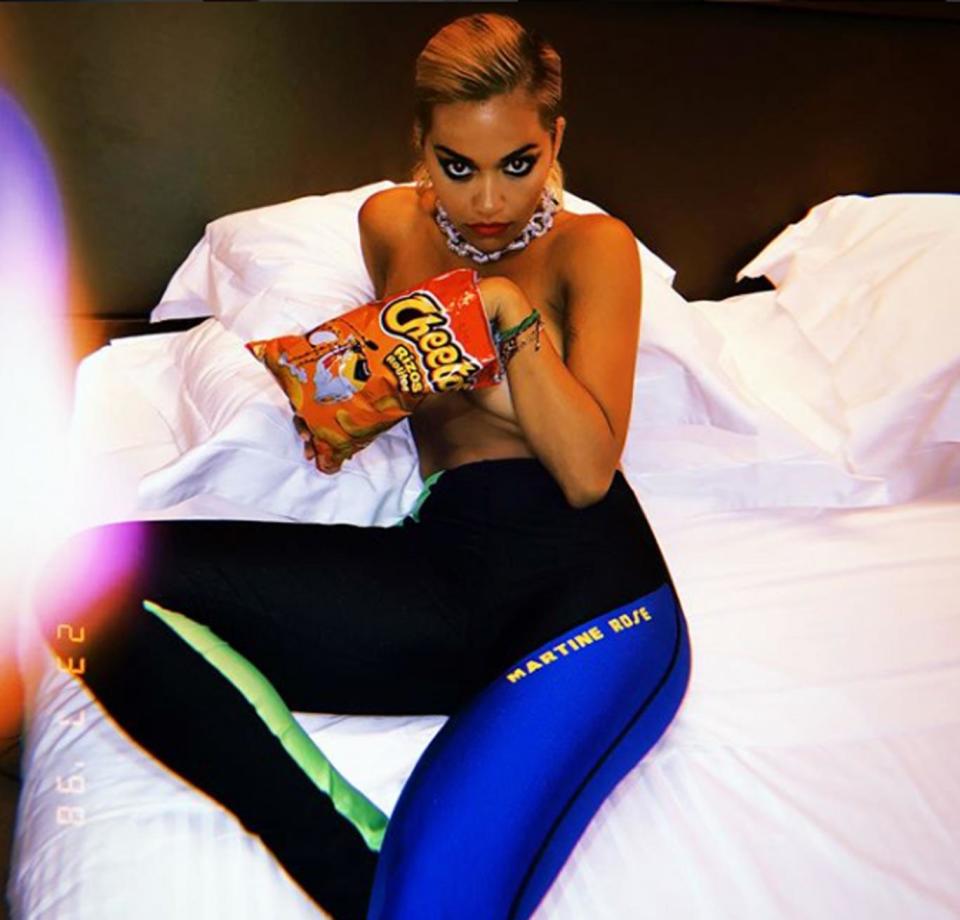 'Gorgeous': Rita Ora sits seductively in her hotel room (Instagram/ Rita Ora)
