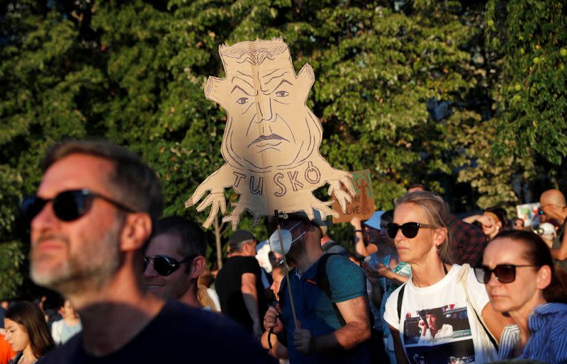 Hungarians protest against the loosening of logging rules, in Budapest