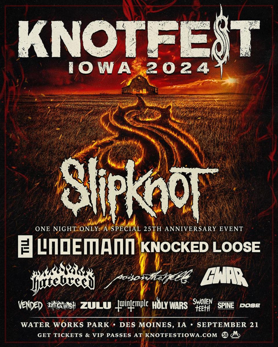 The concert poster for Knotfest, returning to Des Moines in September.