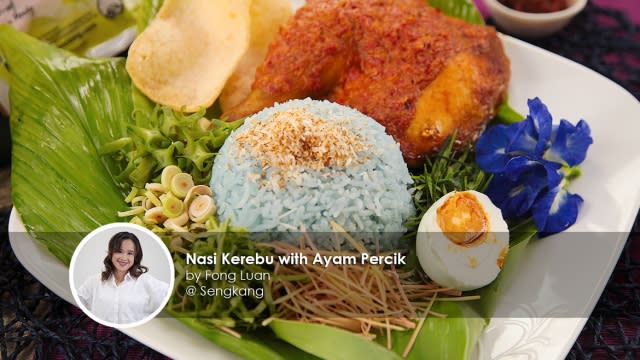 Nasi kerabu with ayam percik homecook