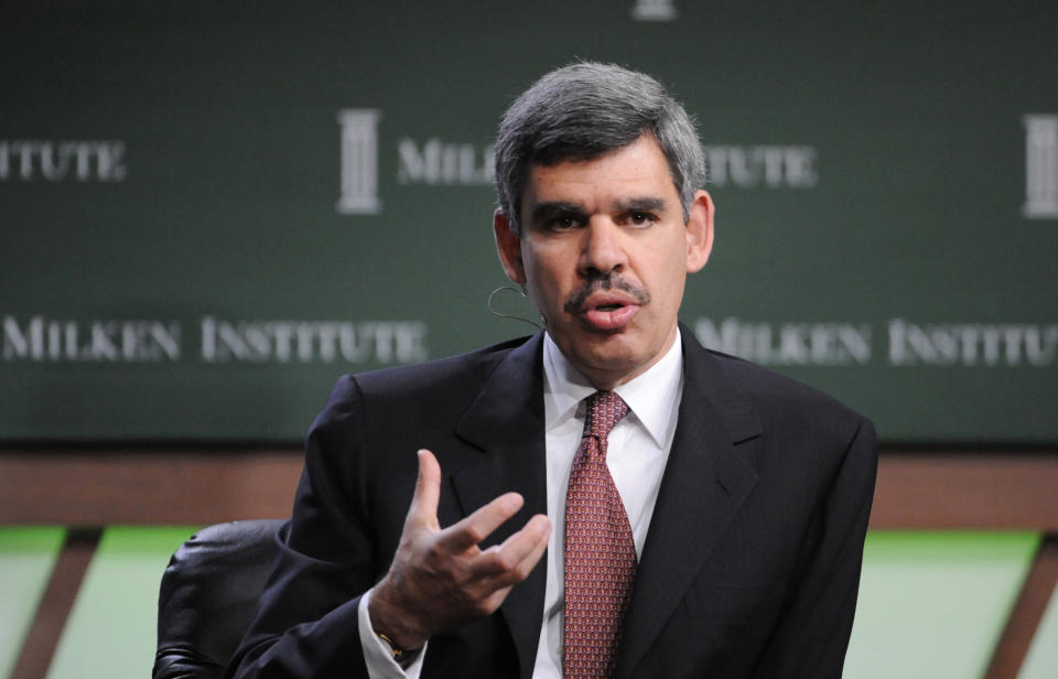 Mohamed El-Erian, CEO and Co-Chief Investment Officer, Pacific Investment Management Co., speaks during the "Financial Recovery: When and How?" panel at the 2009 Milken Institute Global Conference in Beverly Hills, California April 27, 2009. REUTERS/Phil McCarten/File Photo