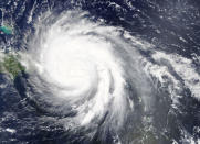 Hurricane Maria is pictured over Puerto Rico in the Caribbean Sea in this September 20, 2017 NASA satellite handout photo. NASA/Handout via REUTERS