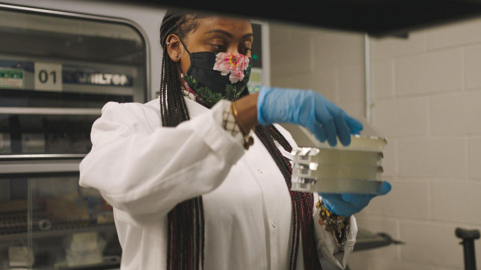 Horizon Special: The Vaccine - technician with Pfizer's Vaccines Research & Development Group. 