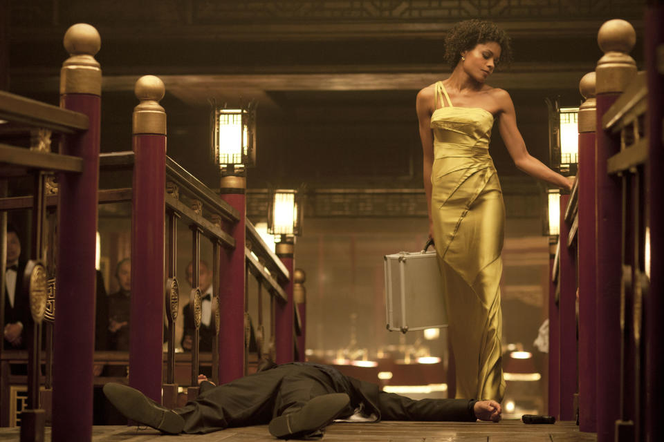 This film image released by Sony Pictures shows Naomie Harris in a scene from the film "Skyfall." Costume designer Jany Temime says her mantra for the entire wardrobe of “Skyfall,” which opens Friday, was “iconic for 2012.” (AP Photo/Sony Pictures, Francois Duhamel)