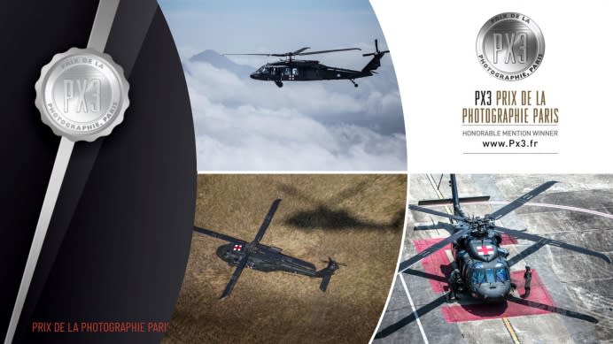 軍聞社新聞官卓以立中校以「空軍救護隊」系列照片，獲2020年法國PX3國際攝影比賽（Prix de la Photographie Paris），獲Press/War榮譽提名殊榮，是繼莫斯科國際攝影獎銅獎後，再次獲得肯定。（軍聞社提供）