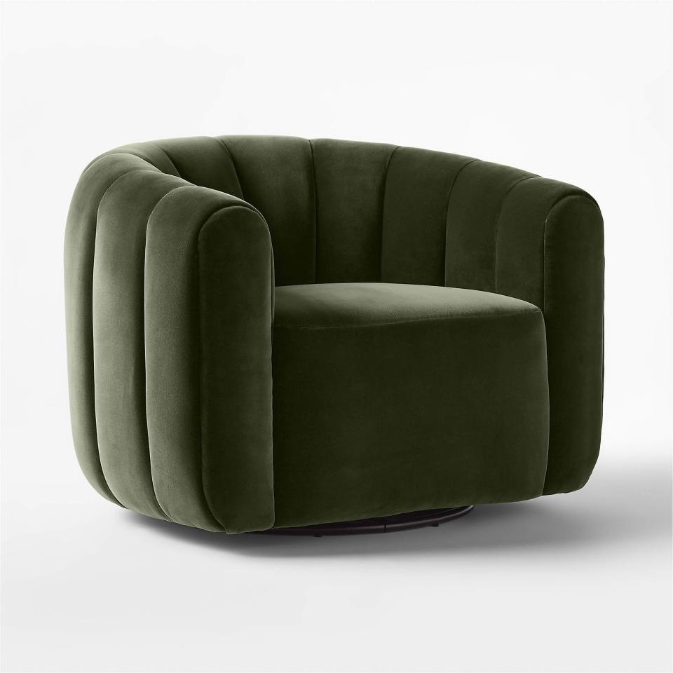 <p><a href="https://go.redirectingat.com?id=74968X1596630&url=https%3A%2F%2Fwww.cb2.com%2Ffitz-channeled-green-velvet-swivel-chair%2Fs455286&sref=https%3A%2F%2Fwww.esquire.com%2Flifestyle%2Fg60245226%2Fbest-swivel-chairs%2F" rel="nofollow noopener" target="_blank" data-ylk="slk:Shop Now;elm:context_link;itc:0;sec:content-canvas" class="link ">Shop Now</a></p><p>Fitz Velvet Swivel Chair</p><p>cb2.com</p><p>$1099.00</p>