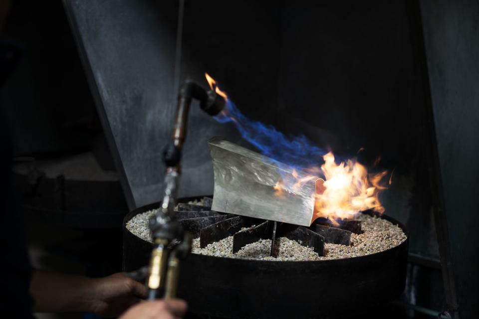 tiffany super bowl trophy being forged in fire