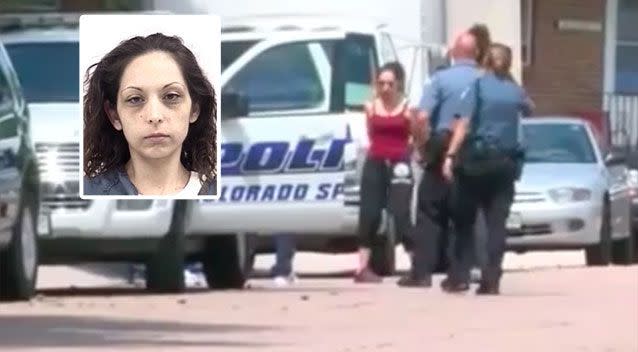 Monica Abeyta (inset) has been arrested and faces charges. Source: Fox 31 Denver