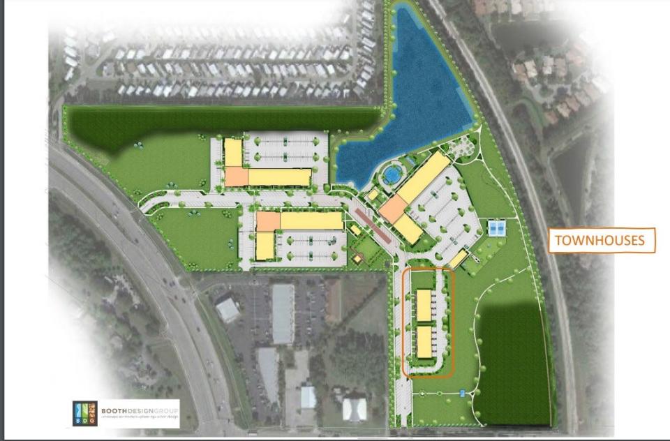 Ten townhomes were approved by the Village of Estero Planning, Zoning and Design Board to add to previously approved plans for 300 apartments and 30,000 square feet of commercial space on the northeast comer of U.S. 41 and Broadway Avenue East on Estero Village Way.