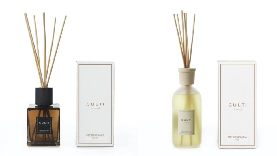 ▲CULTI MILANO 薑橙辛香 MEDITERRANEA 裝飾系列 Décor（方瓶）500ml NT$3,800；經典系列 Stile（圓瓶）500ml NT$3,800。（圖／CULTI MILANO）