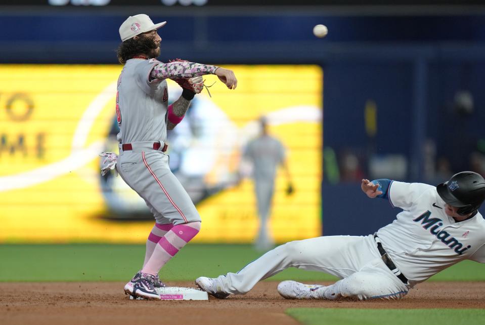 On a tough day for the Reds' defense, Luke Weaver wasn't able to pitch deeper into the game as the Reds lost to the Marlins.