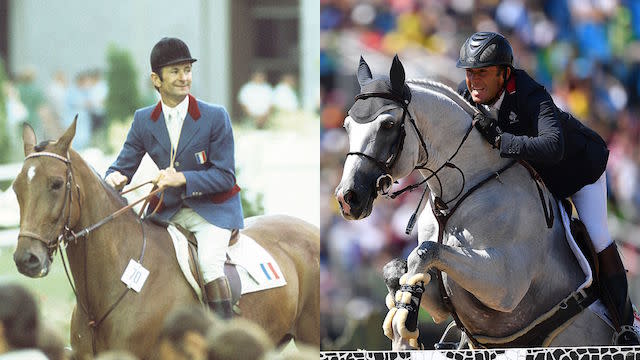 French riders Jean-Marcel (left) and Philippe Rozier won Olympic show jumping gold medals 40 years apart. (Getty Images)