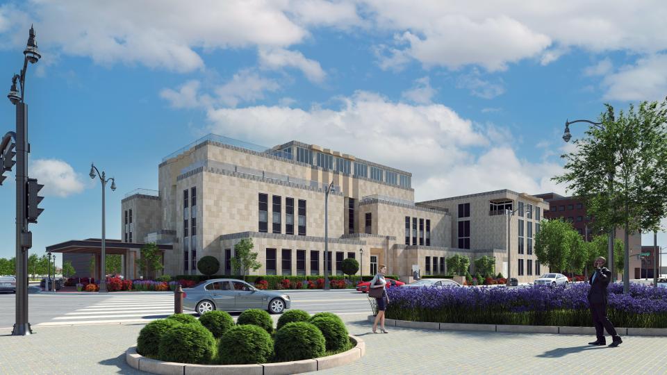 A rendering shows what the Mueller Building, a former Hamilton municipal building, will look like once its renovated and the addition is built.