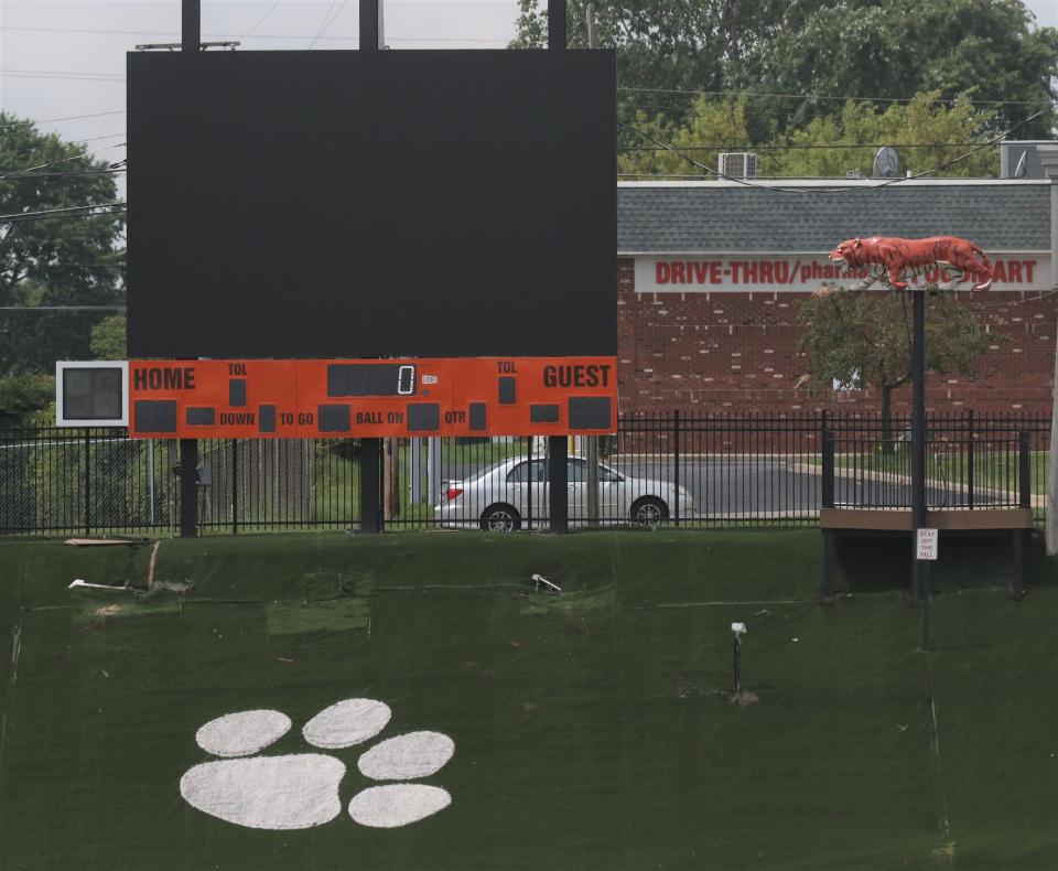 Arlin Field's brand new video scoreboard was up and running on Friday afternoon.