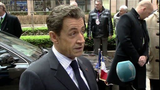 France and Britain favour targeted strikes in Libya in case Moamer Kadhafi uses chemical wepaons or air strikes against his people, President Nicolas Sarkozy said Friday at an EU summit. 