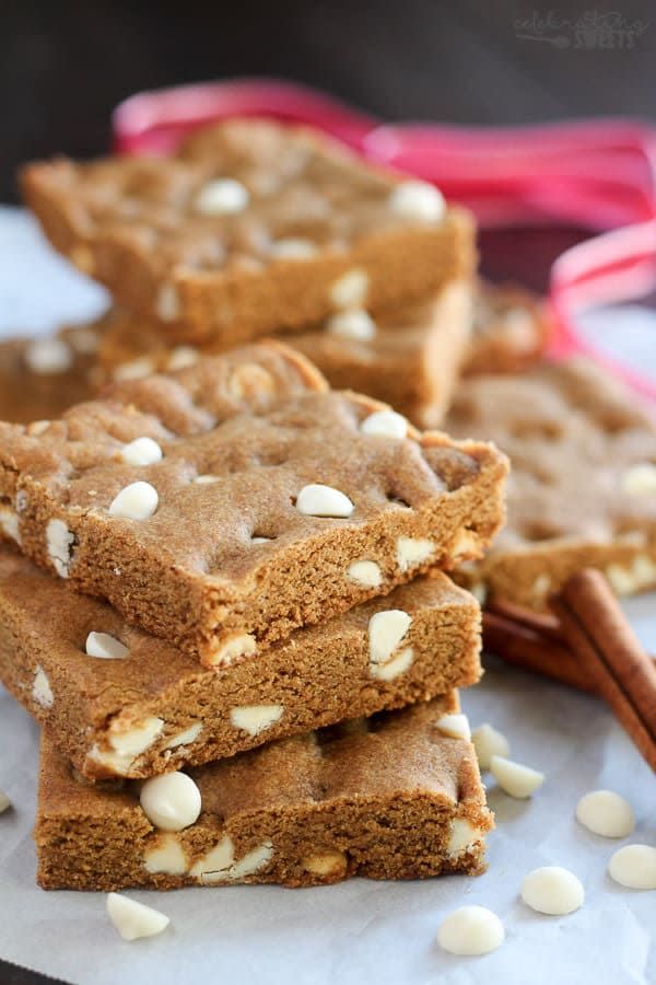 Gingerbread Cookie Bars with White Chocolate Chips