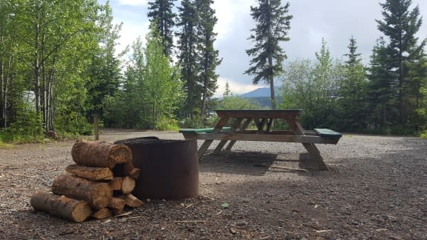 A campsite at Yukon's Fox Lake campground. Campgrounds will be open as of May 1 this year, the earliest ever opening in Yukon. (Paul Tukker/CBC - image credit)