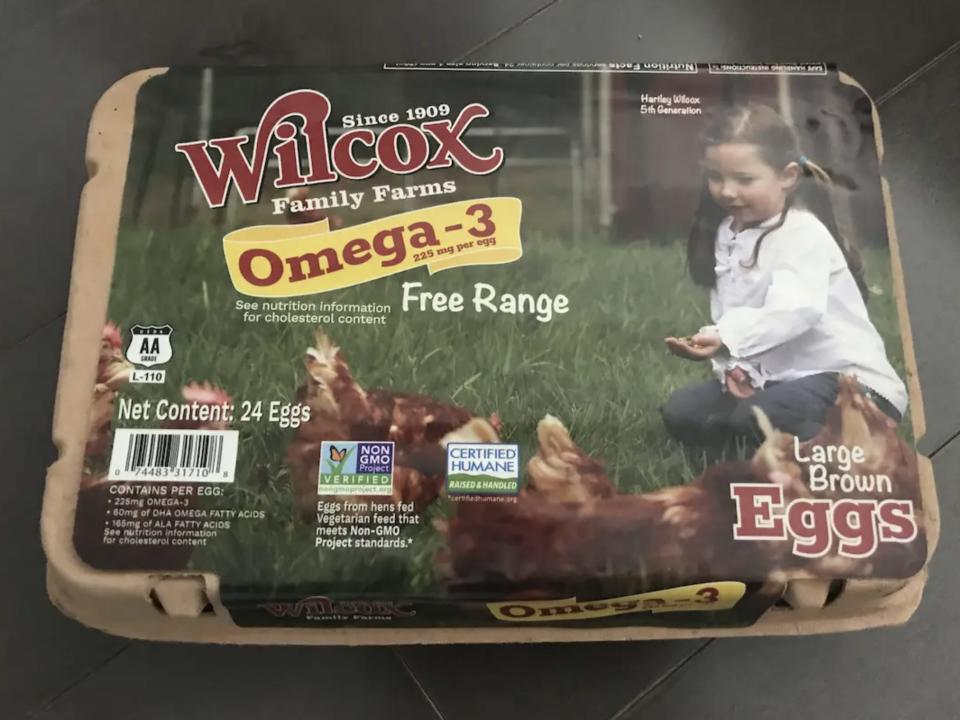 A carton of Wilcox eggs