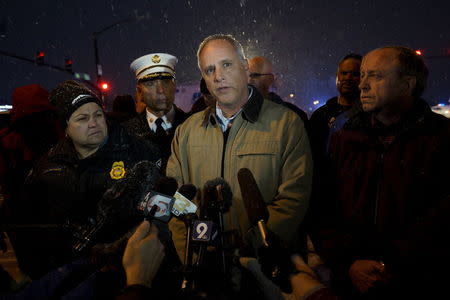 Colorado Springs police chief Pete Carey tells reporters that the shooting suspect at the Planned Parenthood center is in custody in Colorado Springs, Colorado November 27, 2015. REUTERS/Rick Wilking