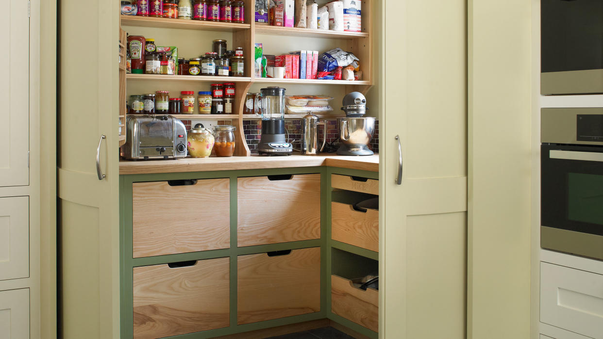  pantry with shelves and closed storage 